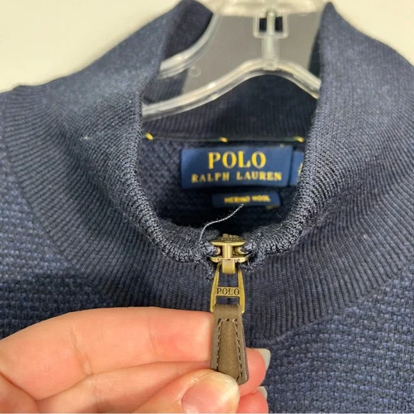 Polo Ralph Lauren Mens 100% Merino Wool Blue Quarter Zip Lightweight Sweater XXL - Picture 3 of 7